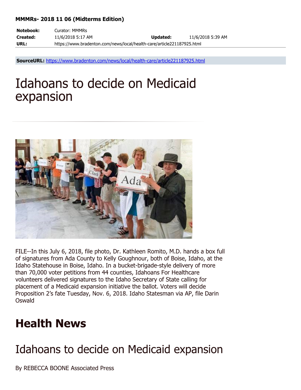 Idahoans to Decide on Medicaid Expansion