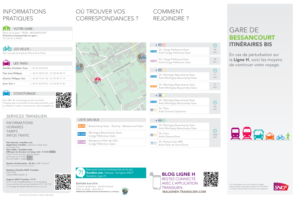 GARE DE Présence Commerciale En Gare : TLJ De 6H À 20H50 BESSANCOURT > ITINÉRAIRES BIS LES VÉLOS : Dir