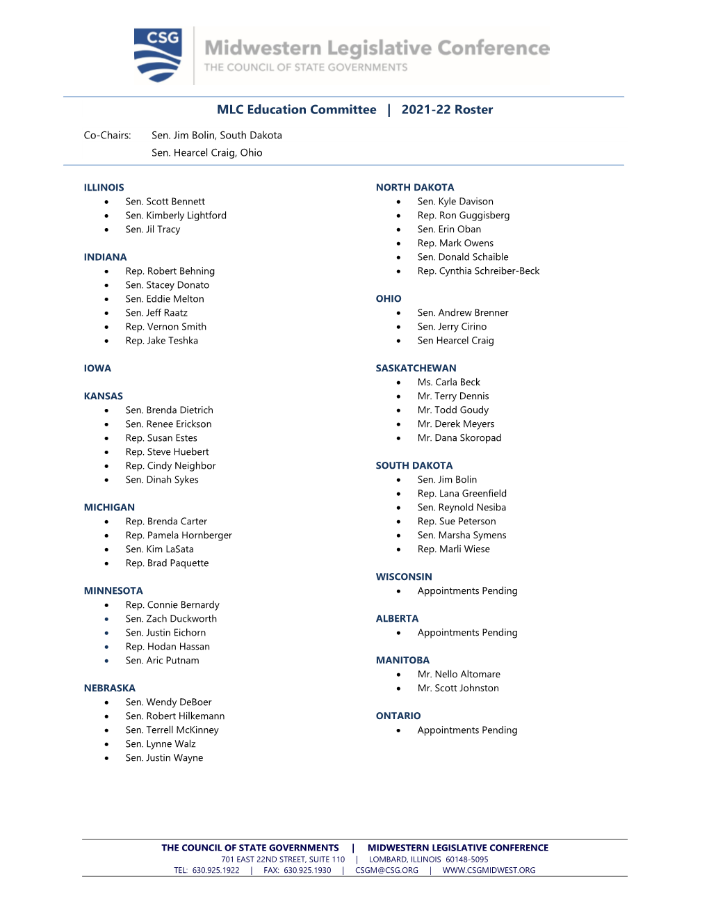 MLC Education Committee | 2021-22 Roster