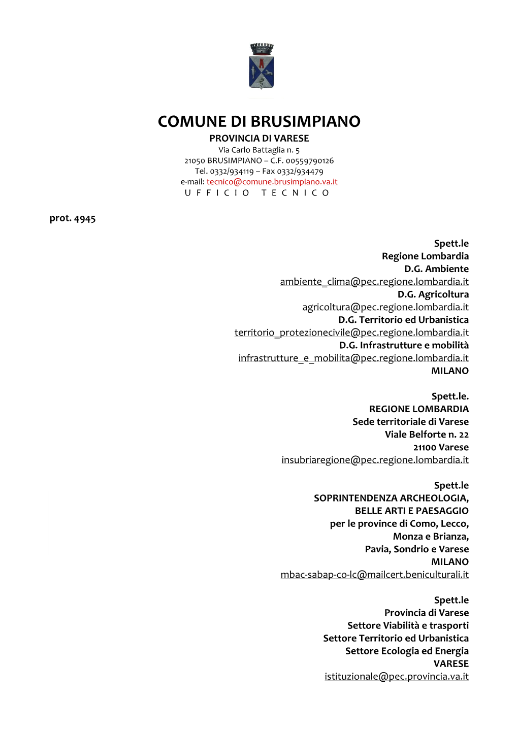 Seduta Conclusiva) Per La Valutazione Ambientale Strategica Del Piano Di Governo Del Territorio Comunale