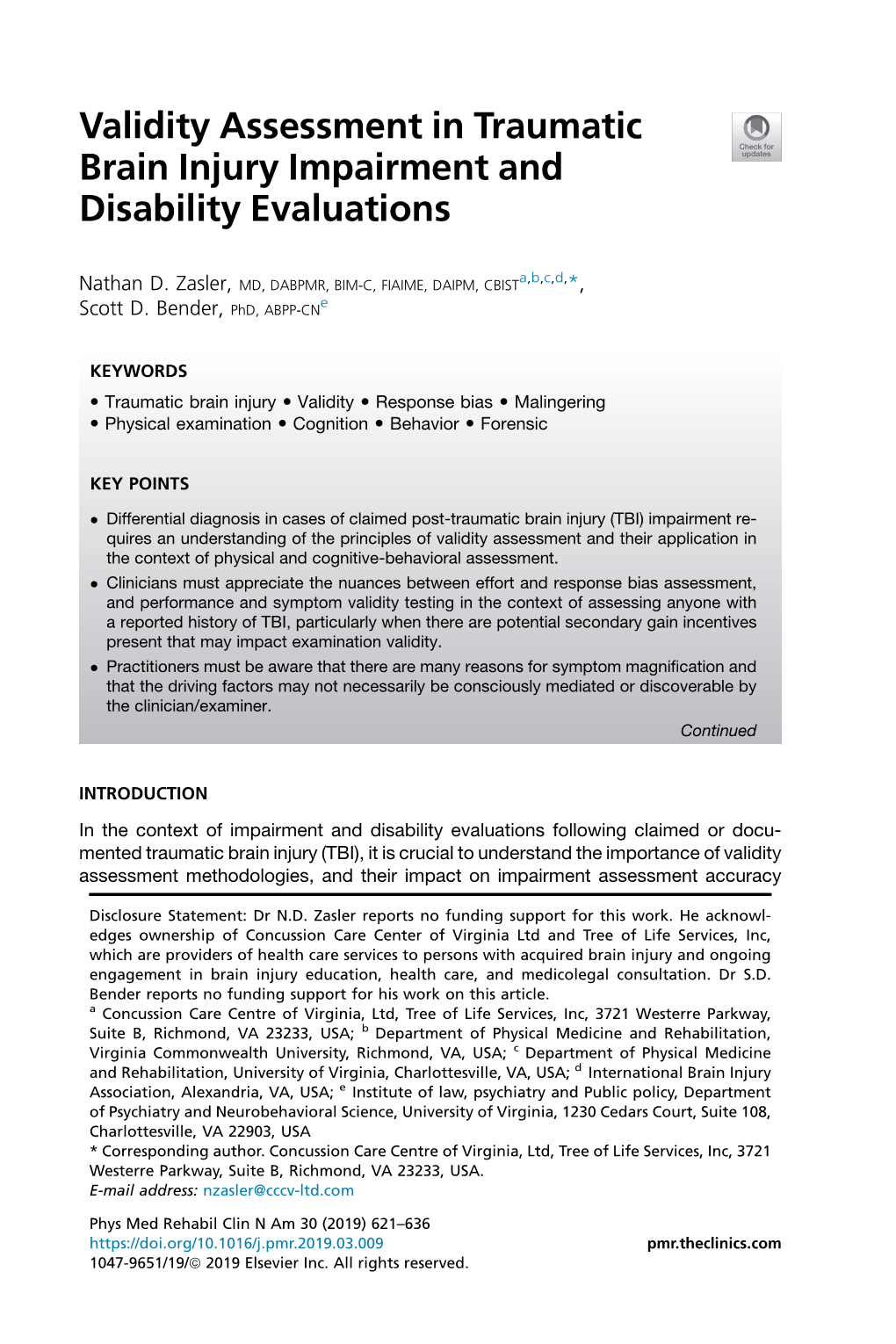 Validity Assessment in Traumatic Brain Injury Impairment and Disability Evaluations