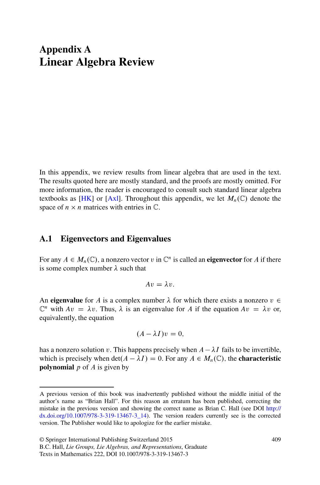 Linear Algebra Review