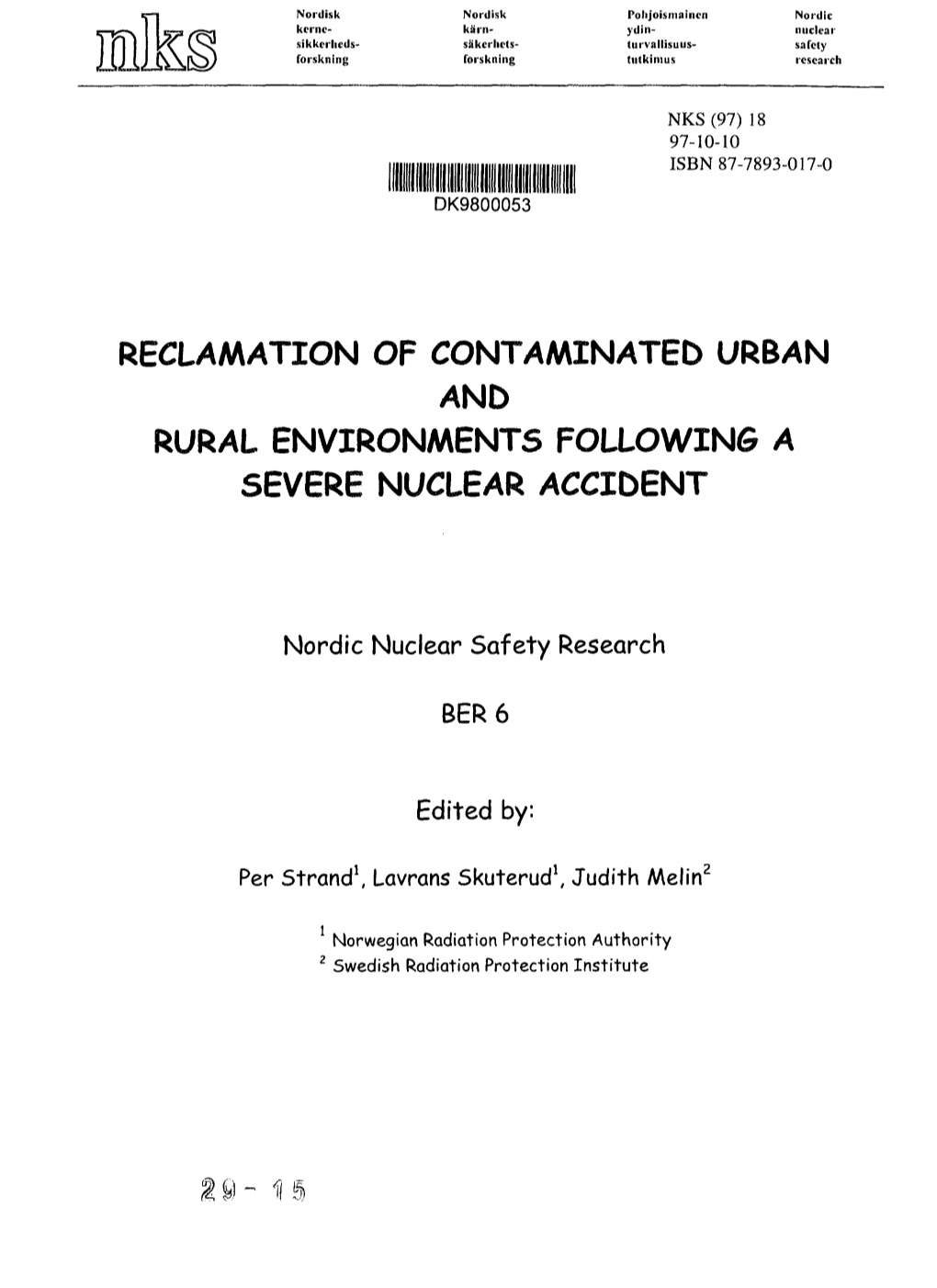 • Lllllllllllllllll RECLAMATION of CONTAMINATED URBAN AND