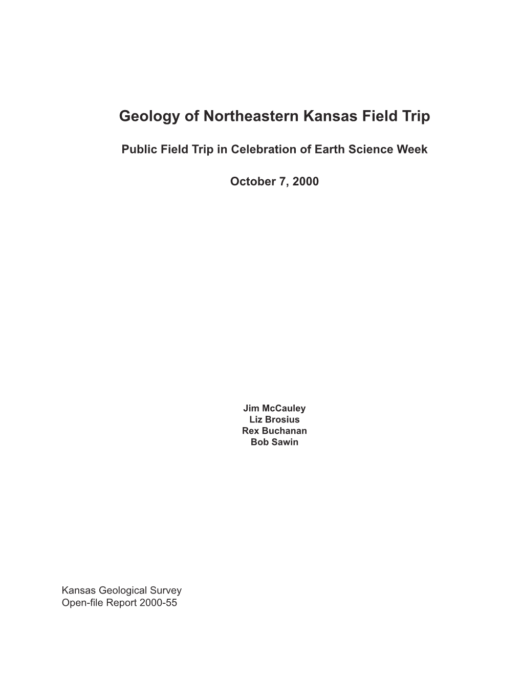 Geology of Northeastern Kansas: Public Field Trip in Celebration Of