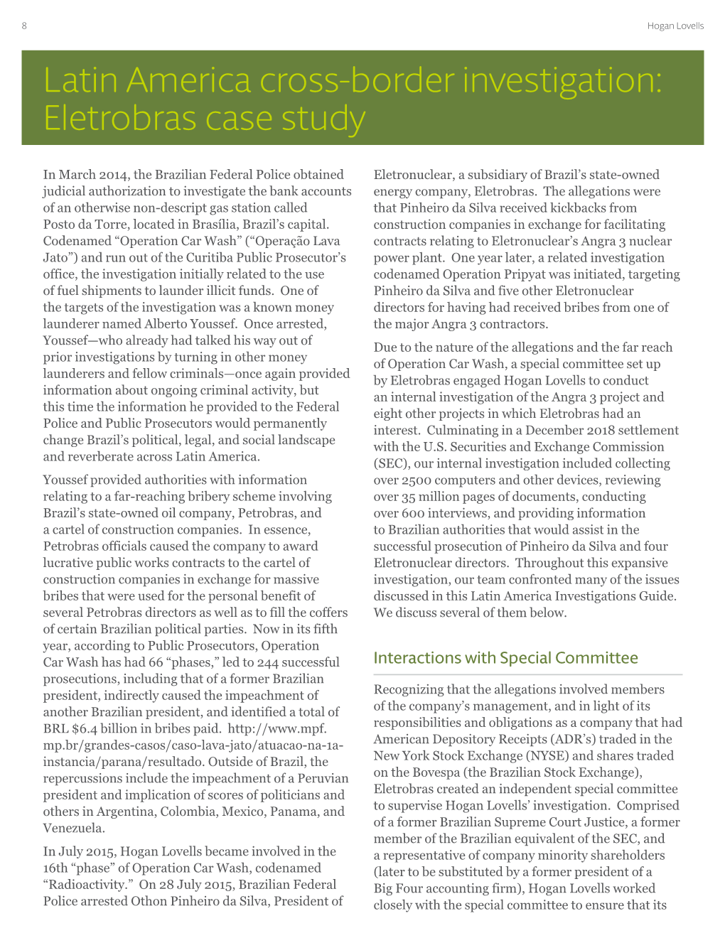 Latin America Cross-Border Investigation: Eletrobras Case Study