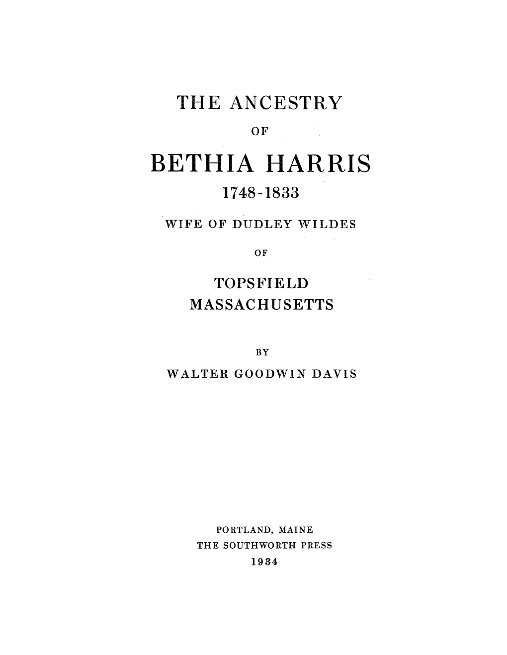 Bethia Harris 1748-1833