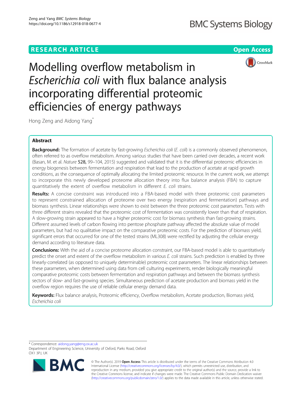 Modelling Overflow Metabolism in Escherichia Coli with Flux Balance