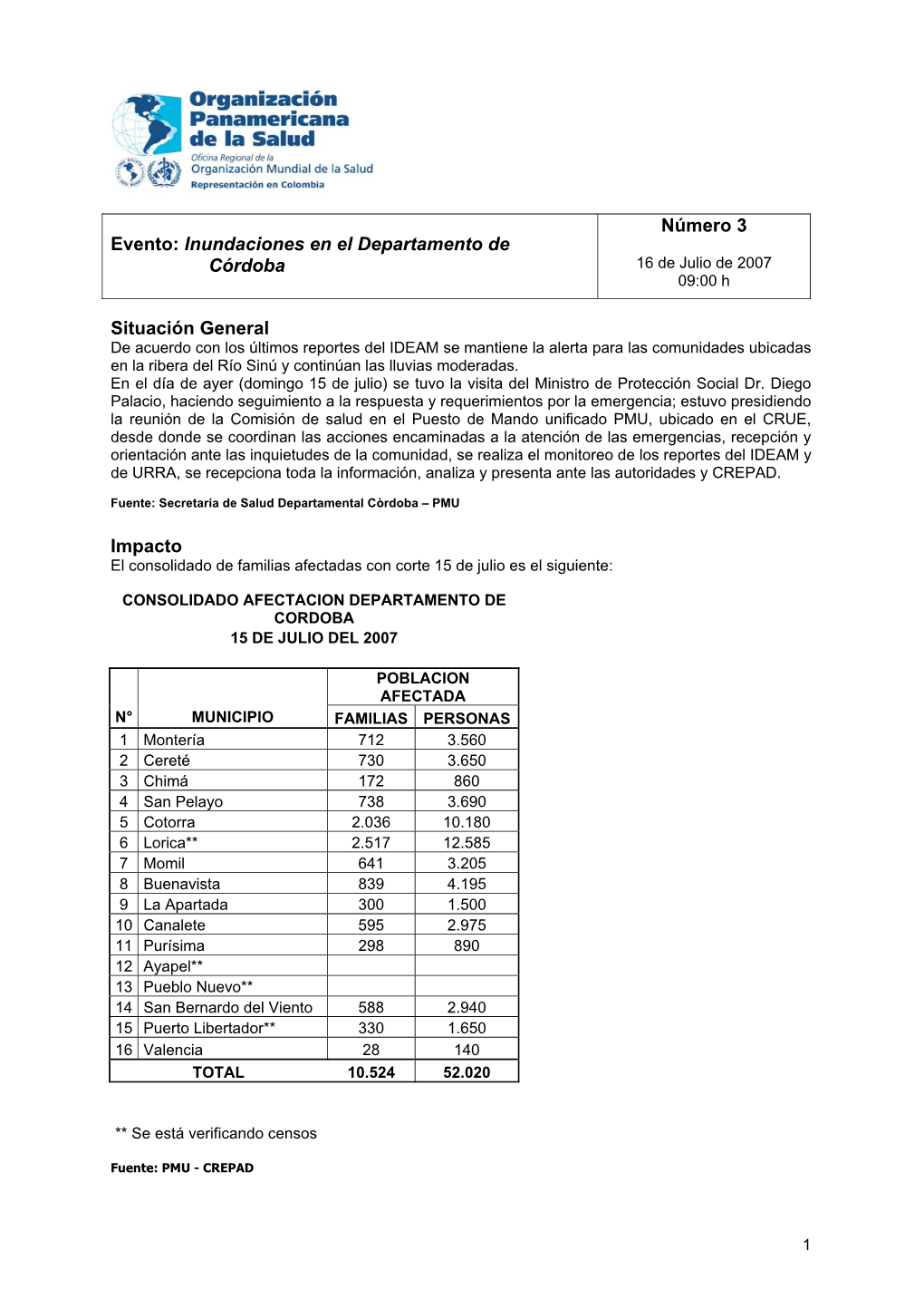 Informe De Situacin De Inundaciones En El Norte De Colombia