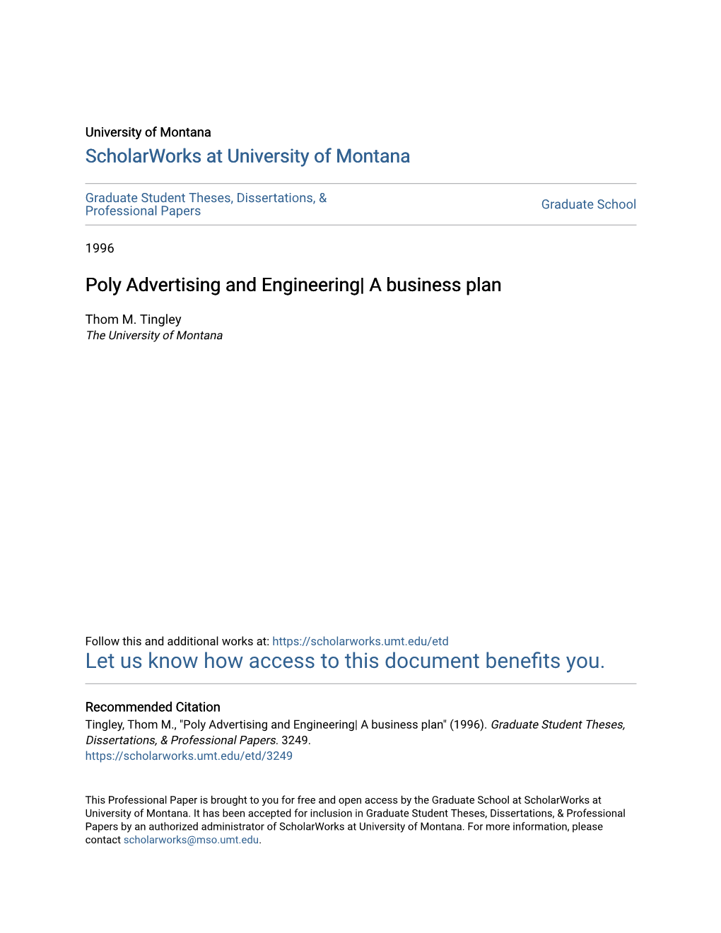 Poly Advertising and Engineering| a Business Plan