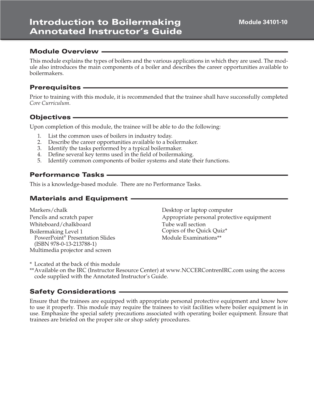 Introduction to Boilermaking Annotated Instructor's Guide