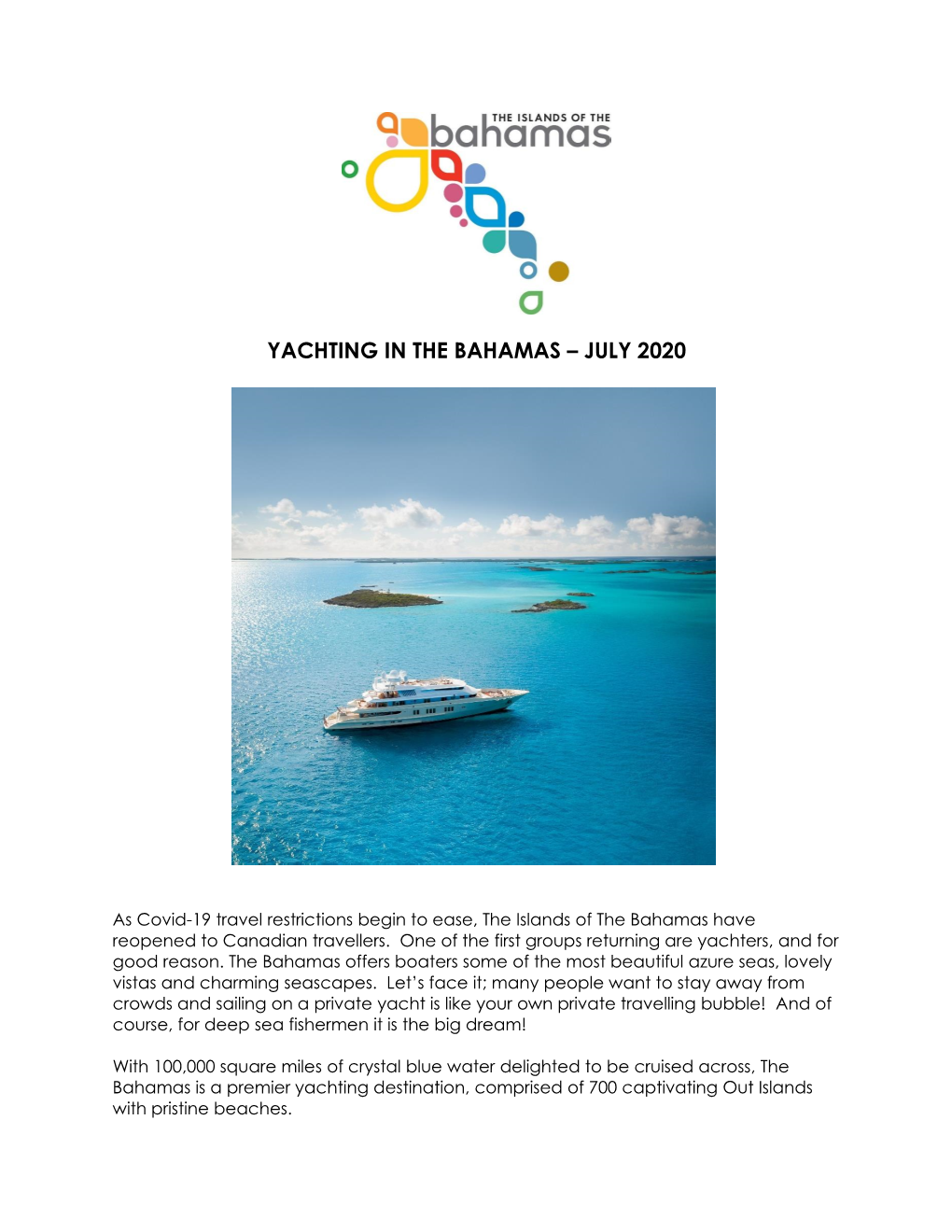 Yachting in the Bahamas – July 2020