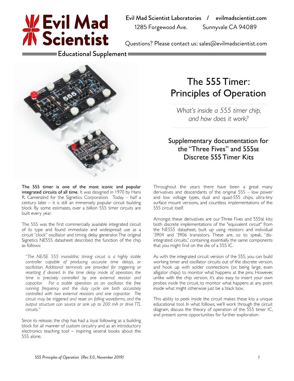 The 555 Timer: Principles of Operation