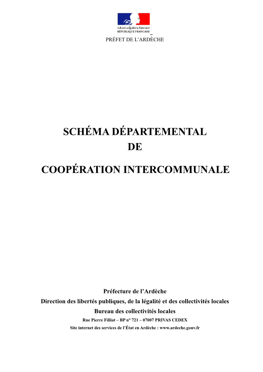 Schéma Départemental De Coopération Intercommunale Arrêté En 2011