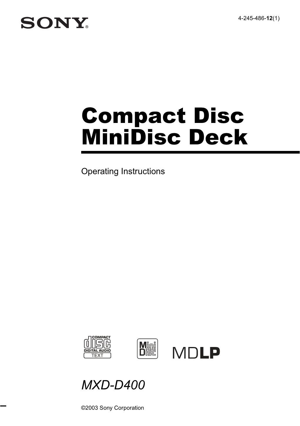 Compact Disc Minidisc Deck