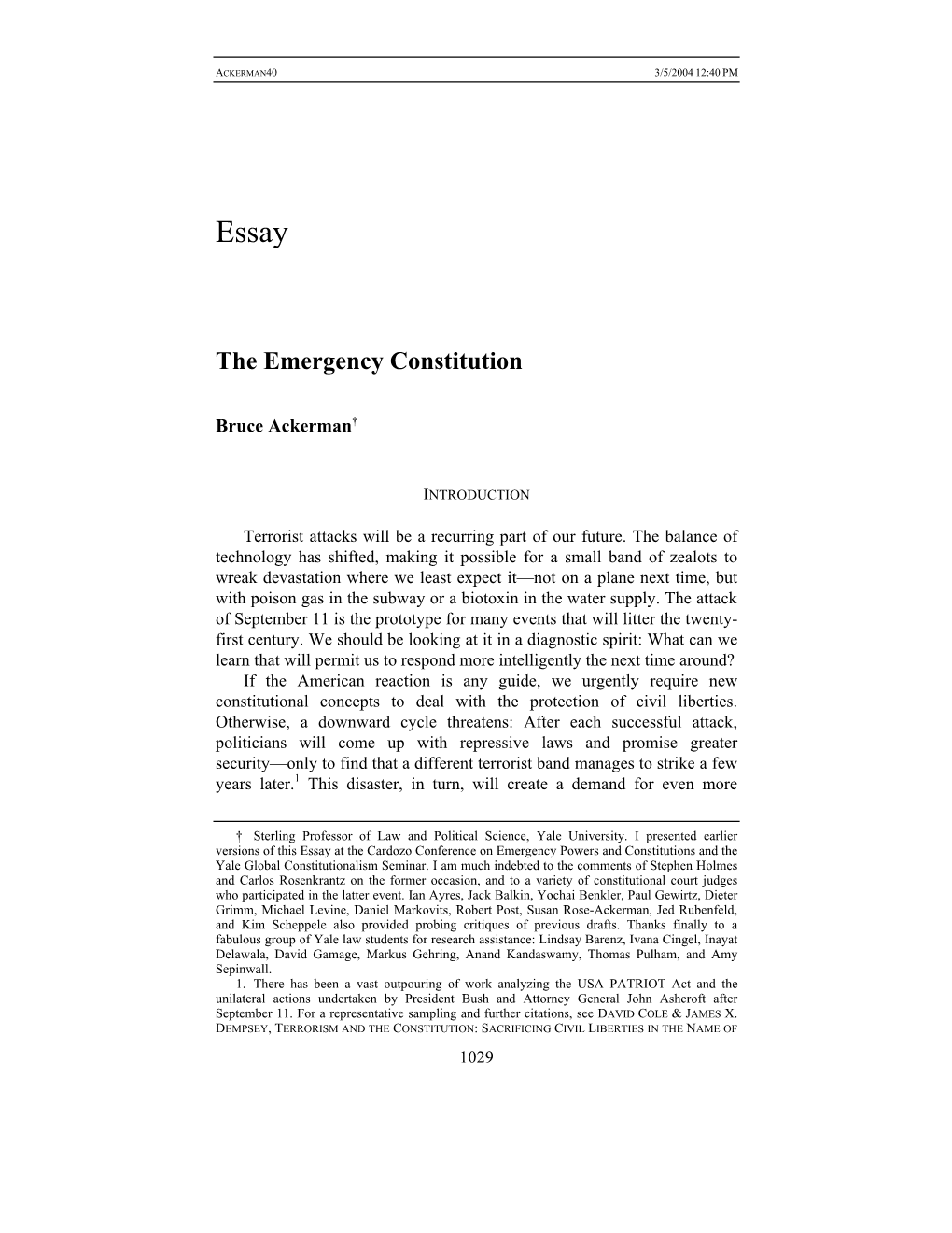 The Emergency Constitution