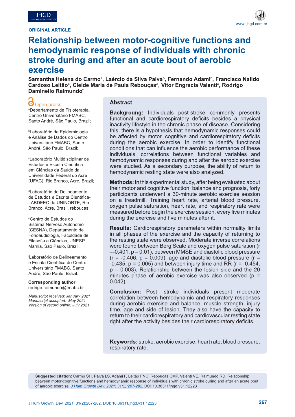 Relationship Between Motor-Cognitive Functions and Hemodynamic