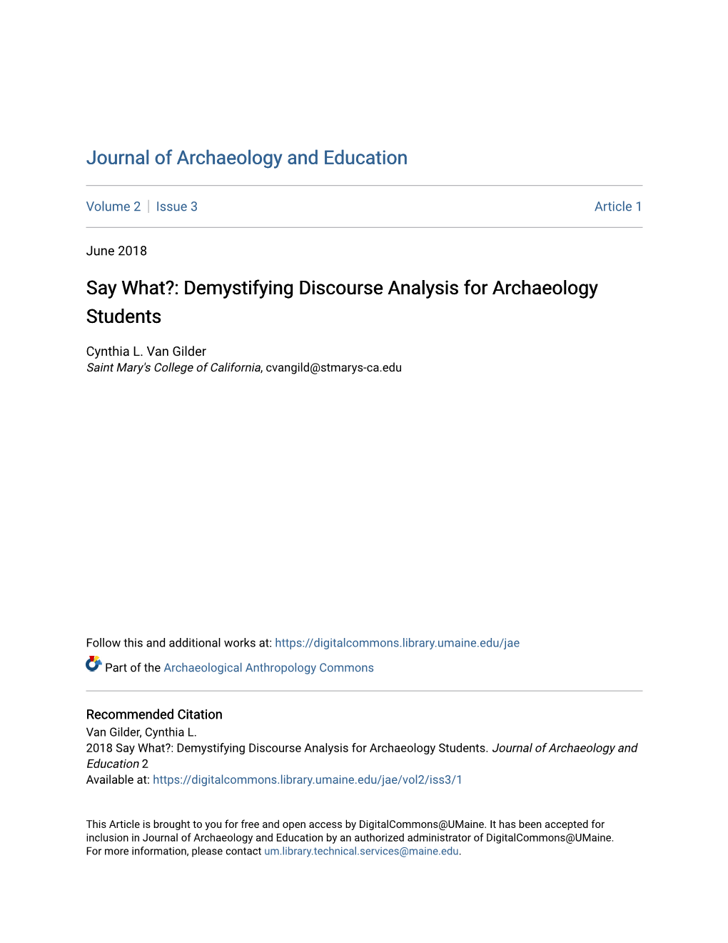 Demystifying Discourse Analysis for Archaeology Students