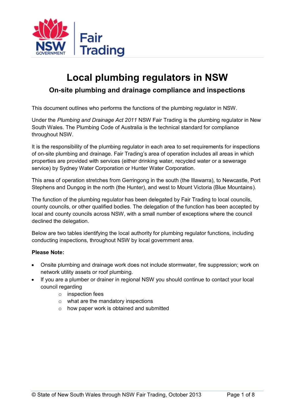 Local Plumbing Regulators in NSW On-Site Plumbing and Drainage Compliance and Inspections