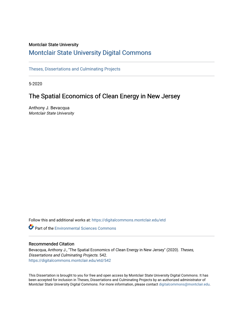 The Spatial Economics of Clean Energy in New Jersey