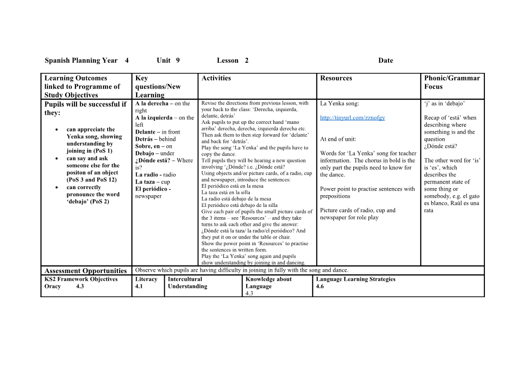 Spanish Planning Year 3