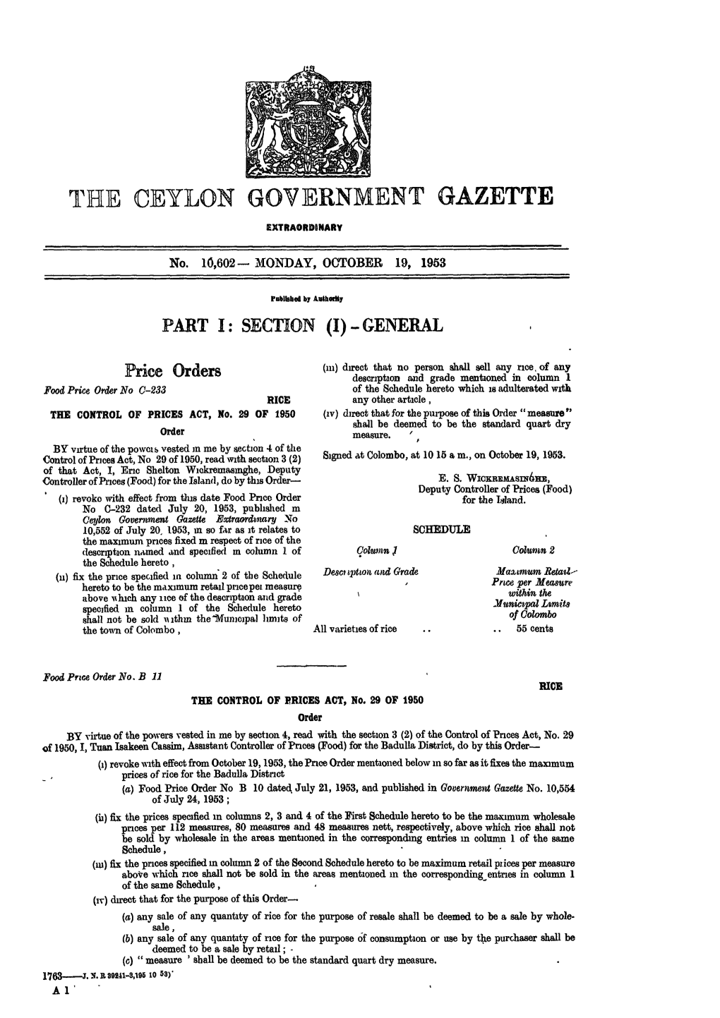 The Ceylon Government Gazette