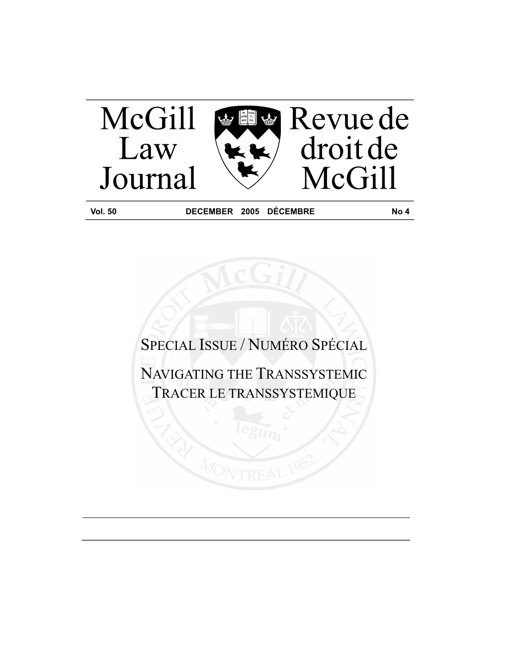 Mcgill Law Journal Revuede Droitde Mcgill