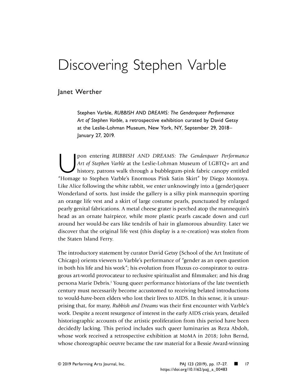 Discovering Stephen Varble