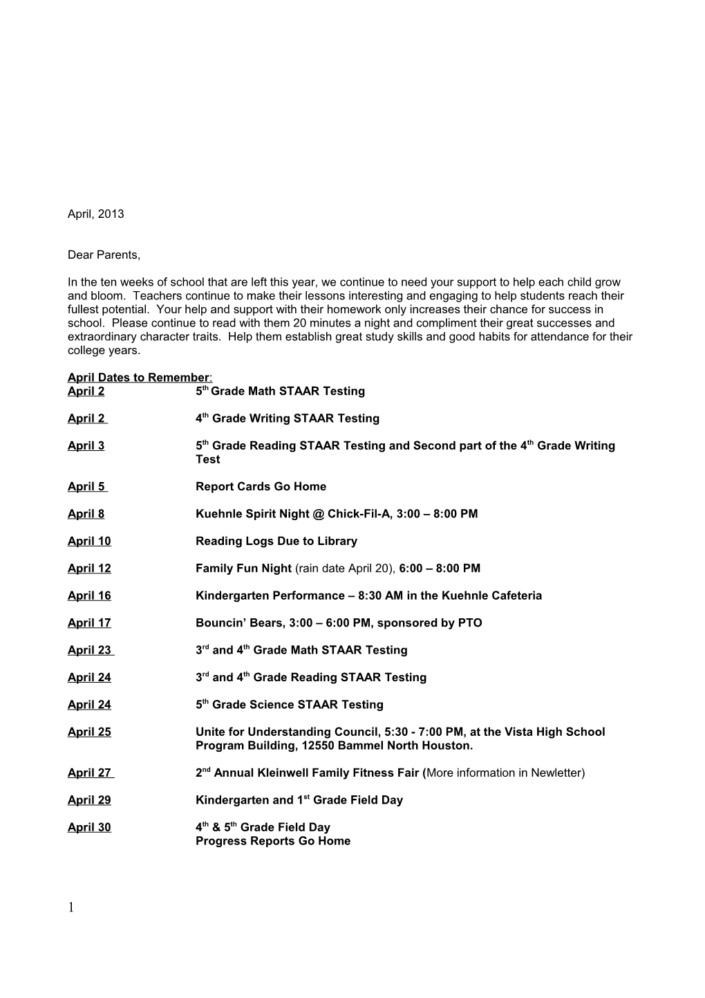 April 2 5Th Grade Math STAAR Testing