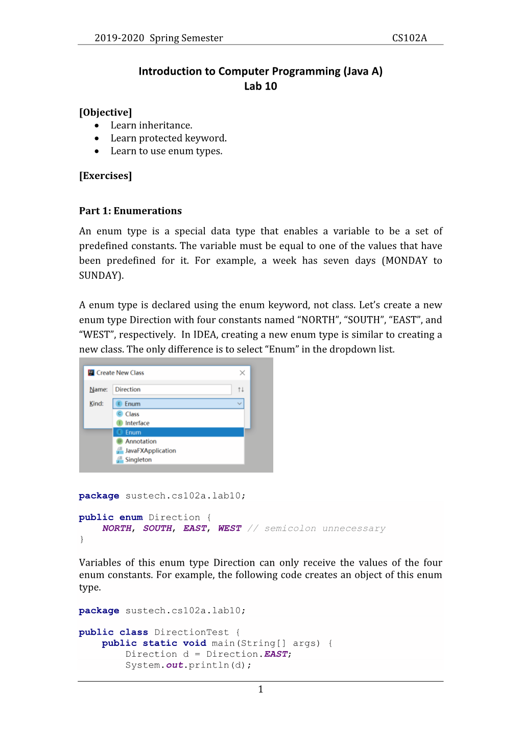 Introduction to Computer Programming (Java A) Lab 10