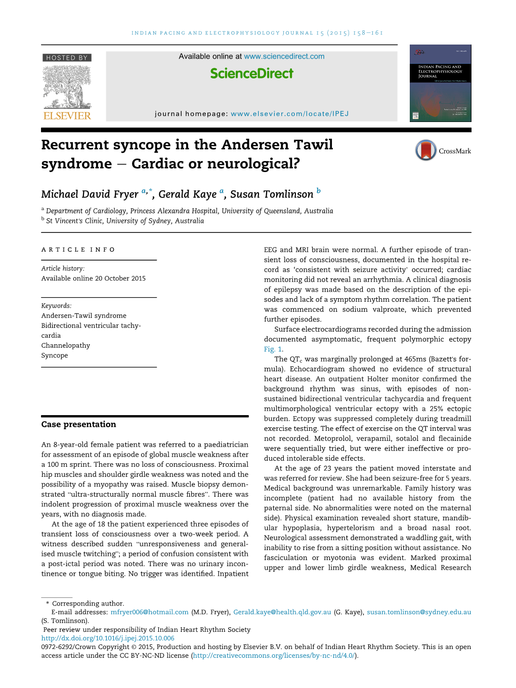 Recurrent Syncope in the Andersen Tawil Syndrome E Cardiac Or Neurological?