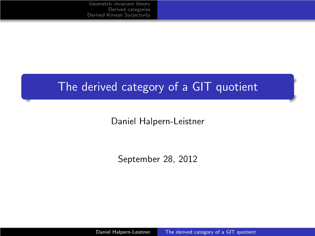 The Derived Category of a GIT Quotient