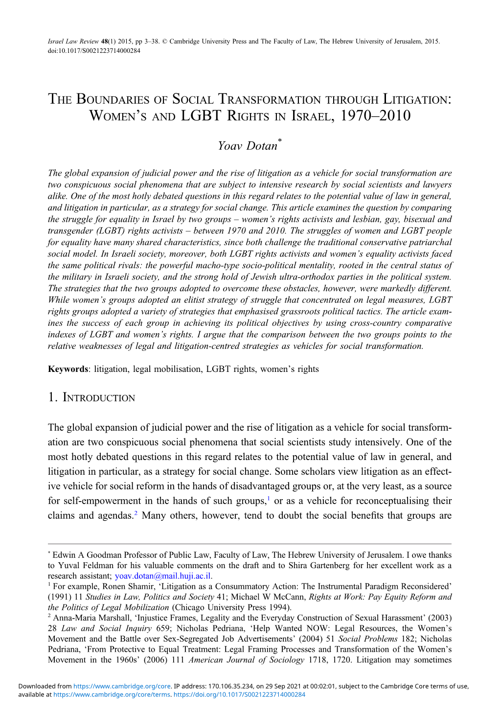 Women's and Lgbt Rights in Israel, 1970–2010