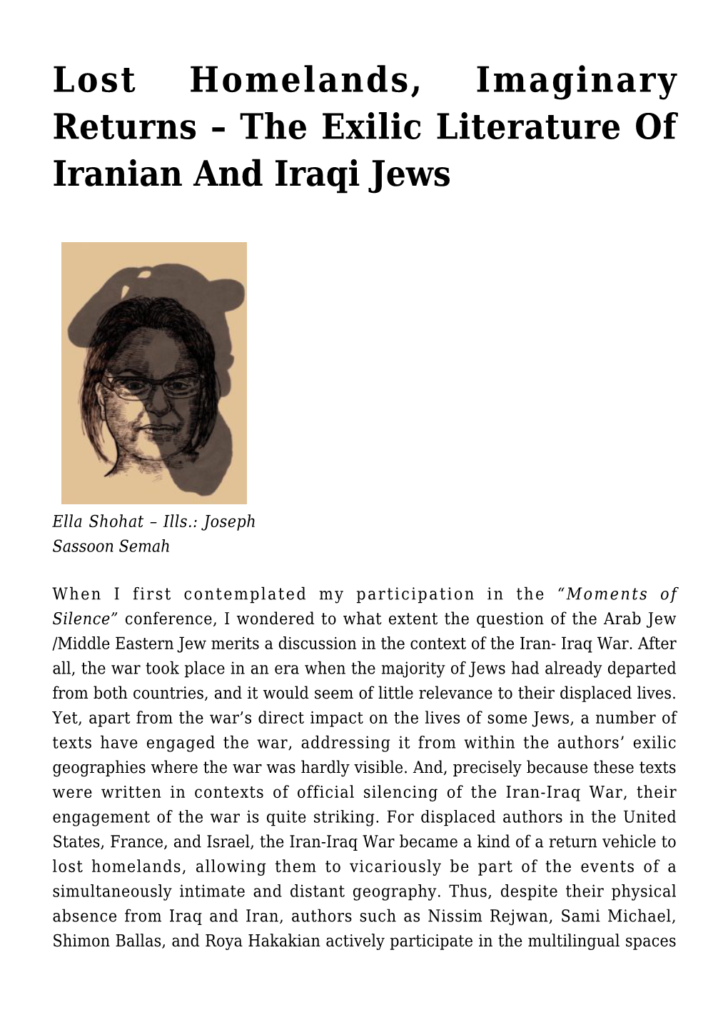 The Exilic Literature of Iranian and Iraqi Jews
