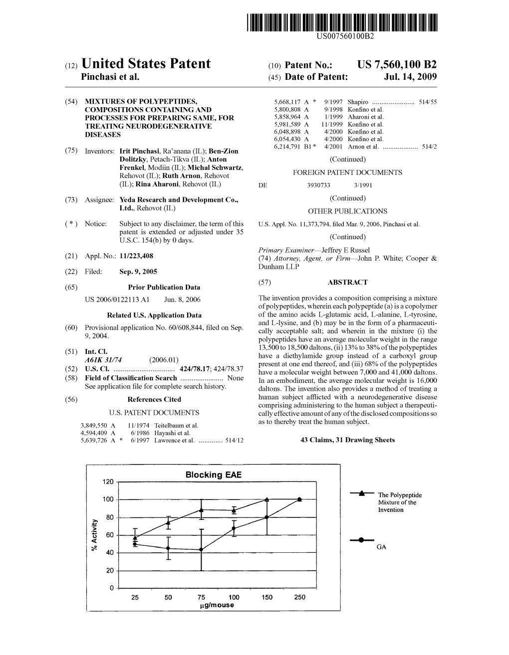 (12) United States Patent (10) Patent No.: US 7,560,100 B2 Pinchasi Et Al