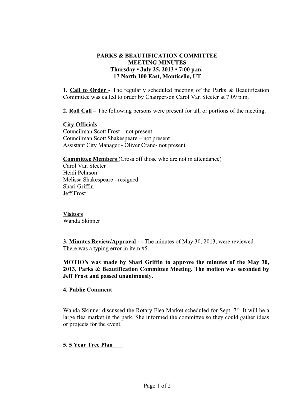 Monticello City Council Meeting Agenda s1