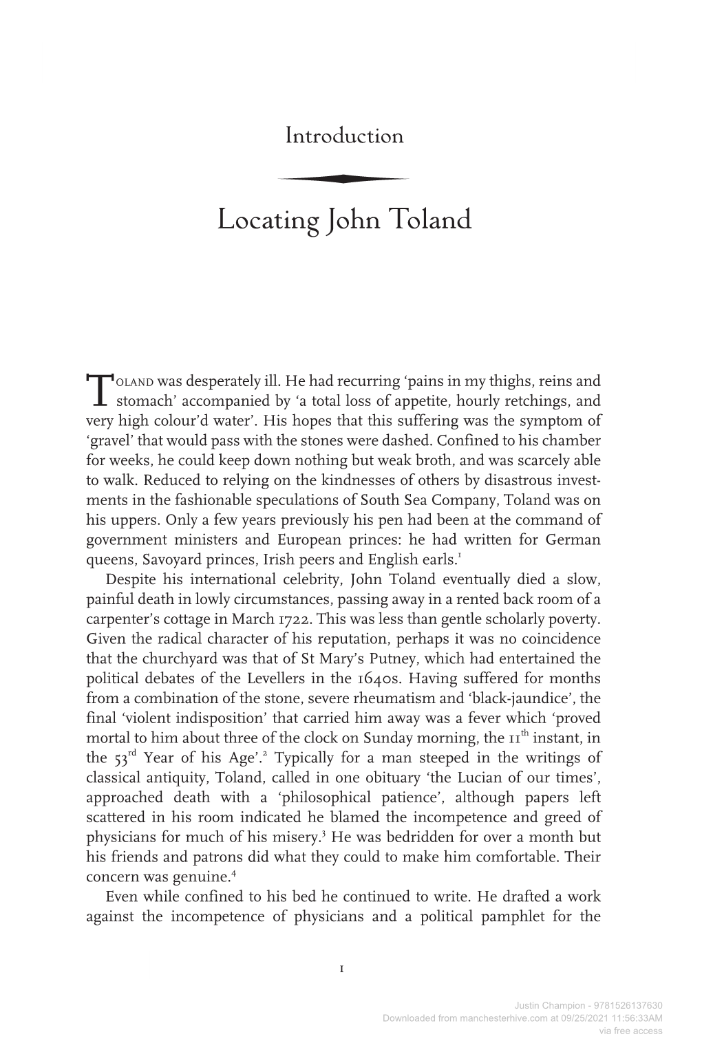Locating John Toland
