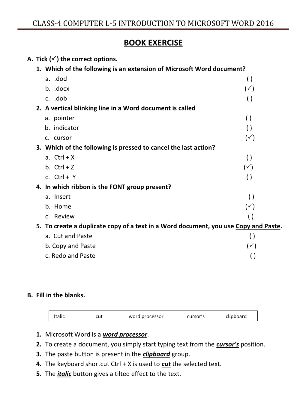 Class-4 Computer L-5 Introduction to Microsoft Word 2016