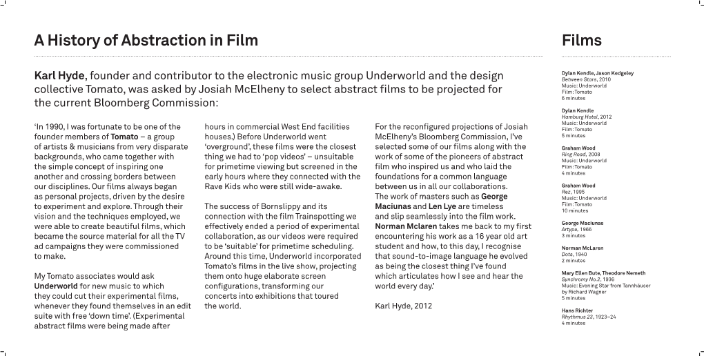 Karl Hyde, Founder and Contributor to the Electronic Music Group Underworld and the Design Collective Tomato, Was Asked by Josia