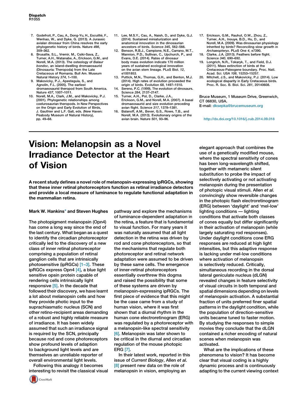 Melanopsin As a Novel Irradiance Detector at the Heart Of&Nbsp