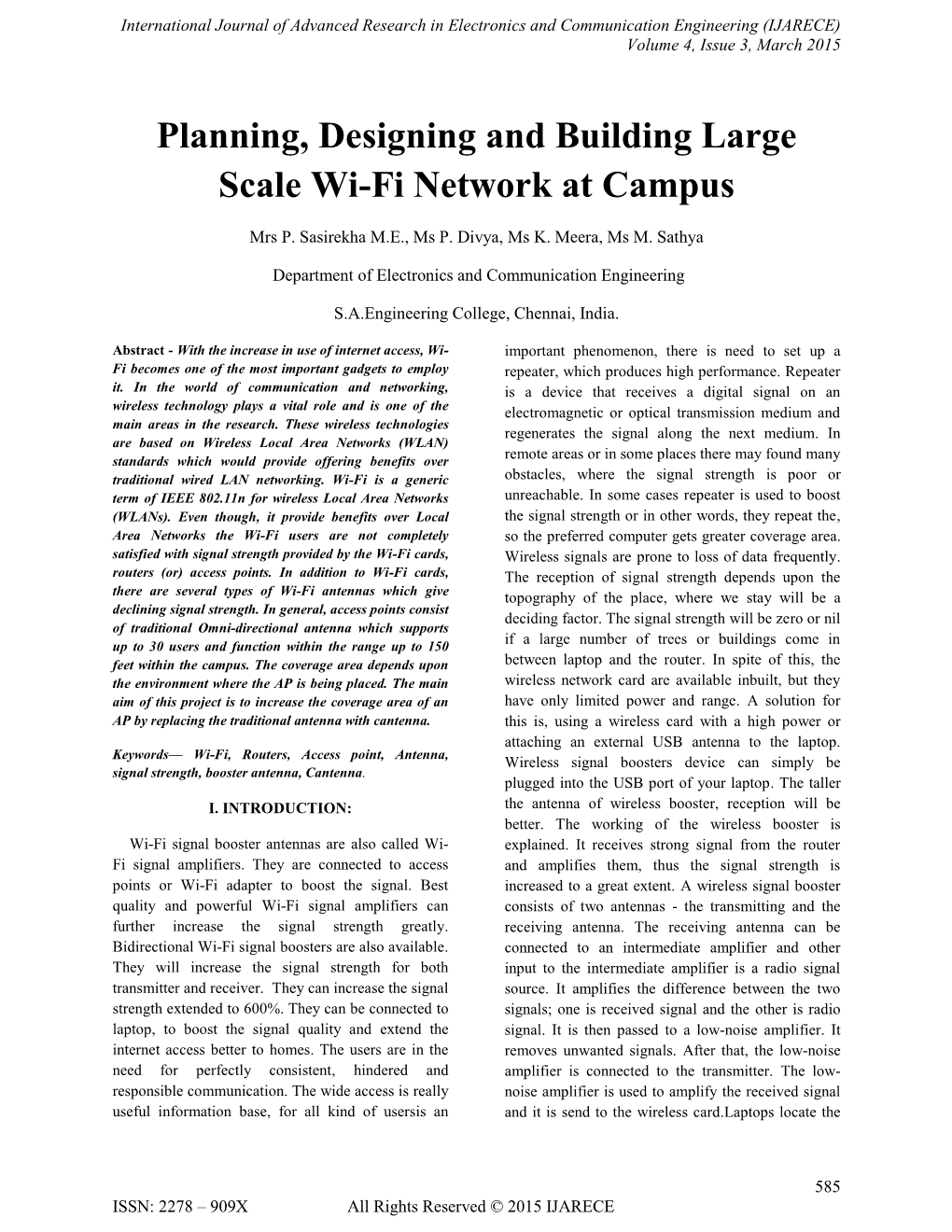 Planning, Designing and Building Large Scale Wi-Fi Network at Campus