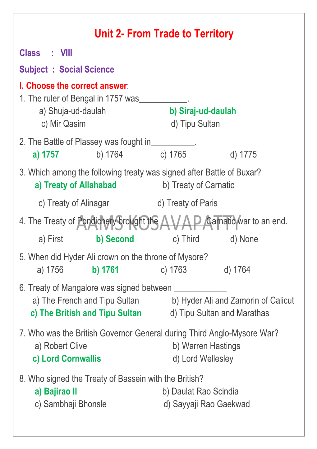 Unit 2- from Trade to Territory Class : VIII Subject : Social Science I