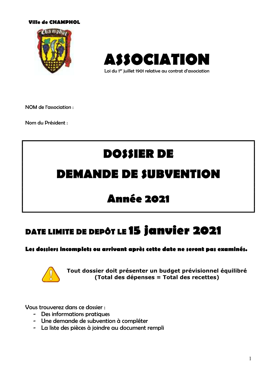 ASSOCIATION Loi Du 1Er Juillet 1901 Relative Au Contrat D’Association