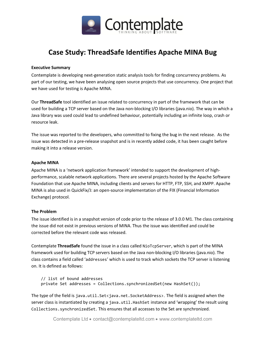 Apache Mina Case Study