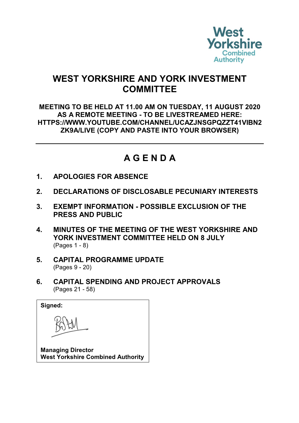 (Public Pack)Agenda Document for West Yorkshire and York