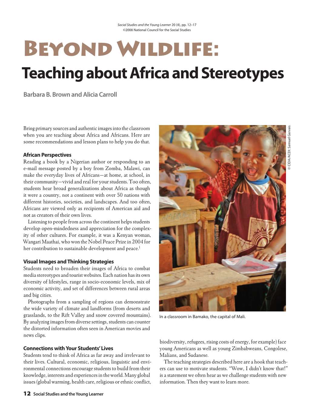 Beyond Wildlife: Teaching About Africa and Stereotypes
