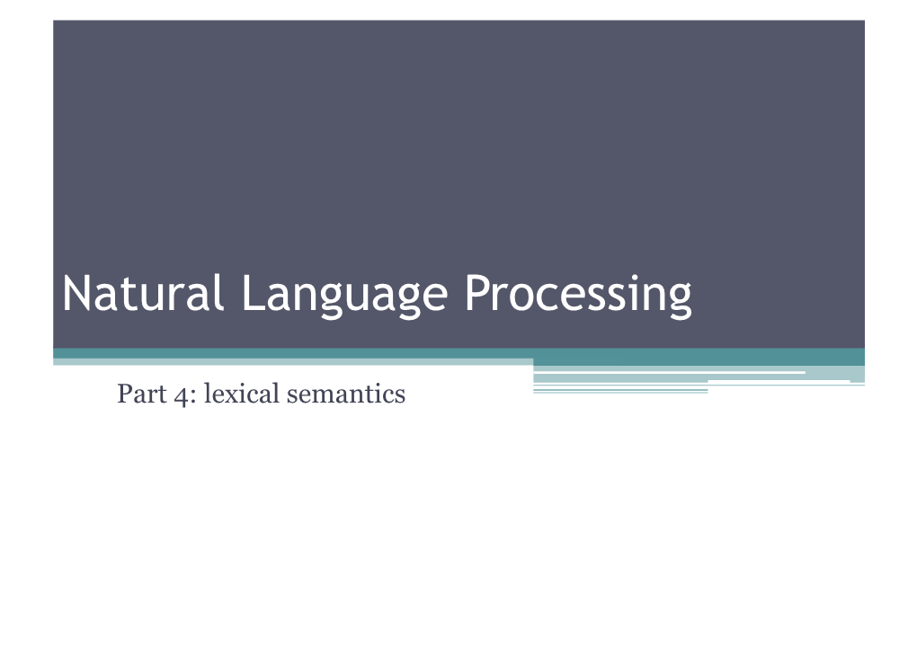 Part 4: Lexical Semantics 2