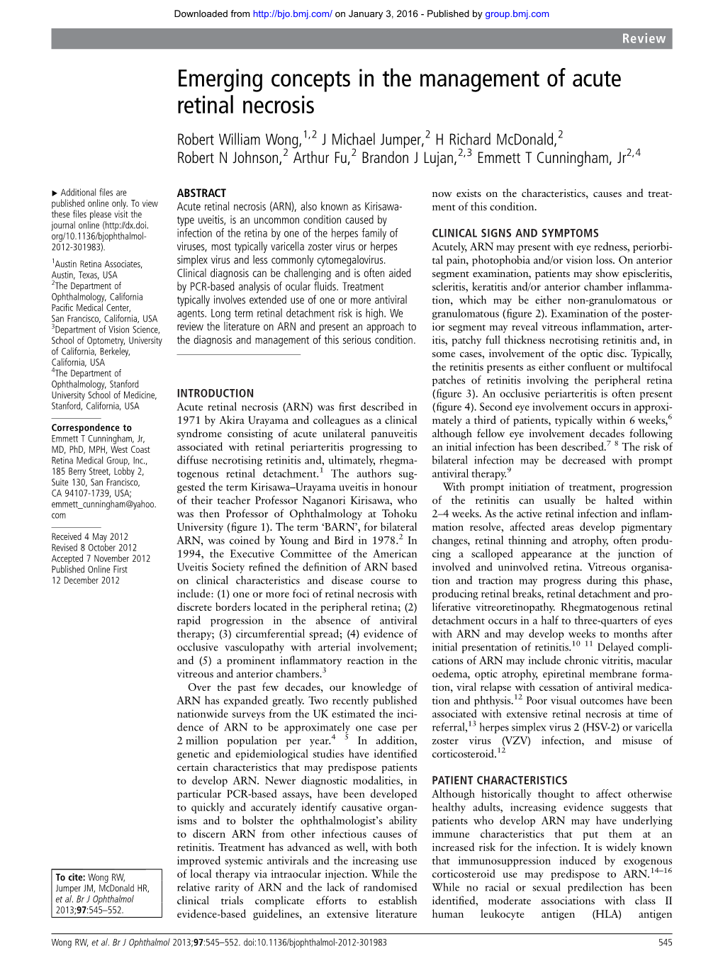 Emerging Concepts in the Management of Acute Retinal Necrosis