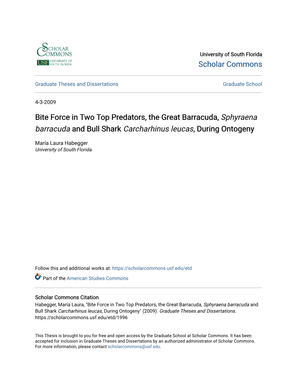 Bite Force in Two Top Predators, the Great Barracuda, &lt;Em&gt;