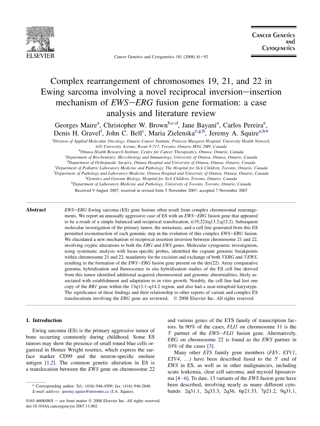 Complex Rearrangement of Chromosomes 19, 21, and 22 In