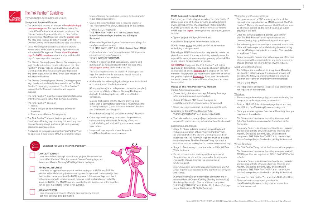 The Pink Panther™ Guidelines
